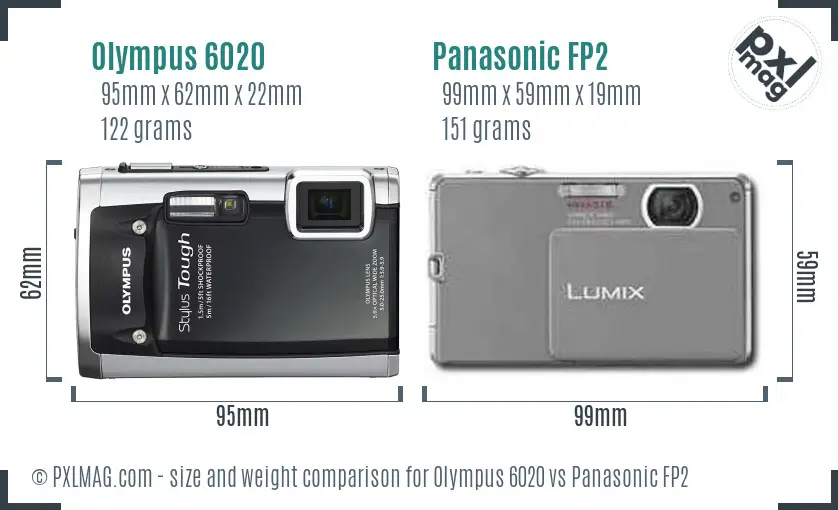 Olympus 6020 vs Panasonic FP2 size comparison