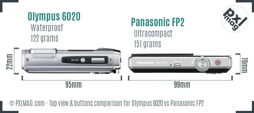 Olympus 6020 vs Panasonic FP2 top view buttons comparison