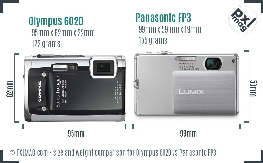 Olympus 6020 vs Panasonic FP3 size comparison