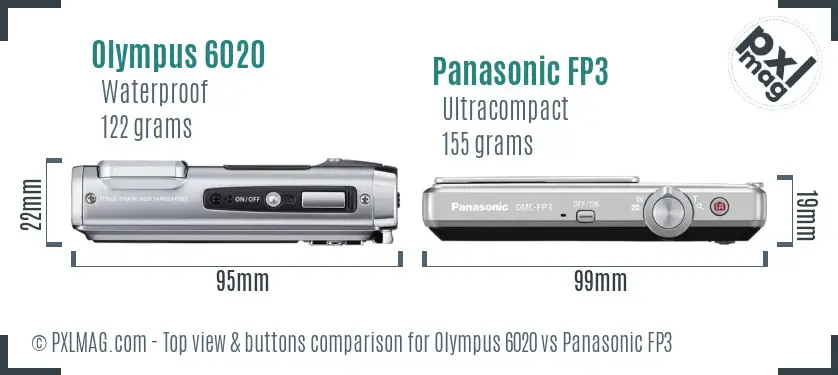 Olympus 6020 vs Panasonic FP3 top view buttons comparison