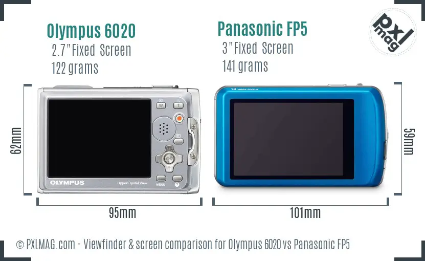 Olympus 6020 vs Panasonic FP5 Screen and Viewfinder comparison