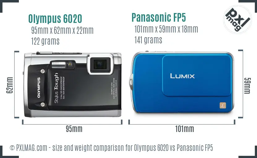 Olympus 6020 vs Panasonic FP5 size comparison