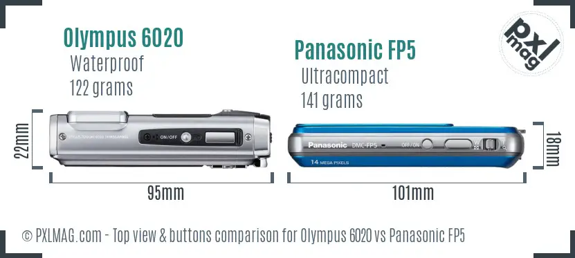 Olympus 6020 vs Panasonic FP5 top view buttons comparison