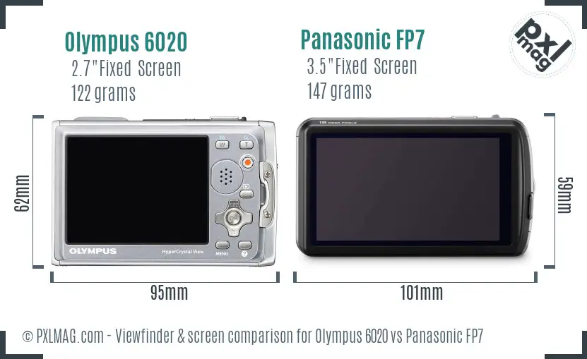Olympus 6020 vs Panasonic FP7 Screen and Viewfinder comparison