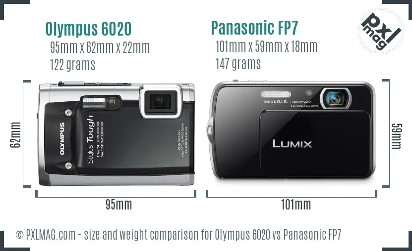 Olympus 6020 vs Panasonic FP7 size comparison