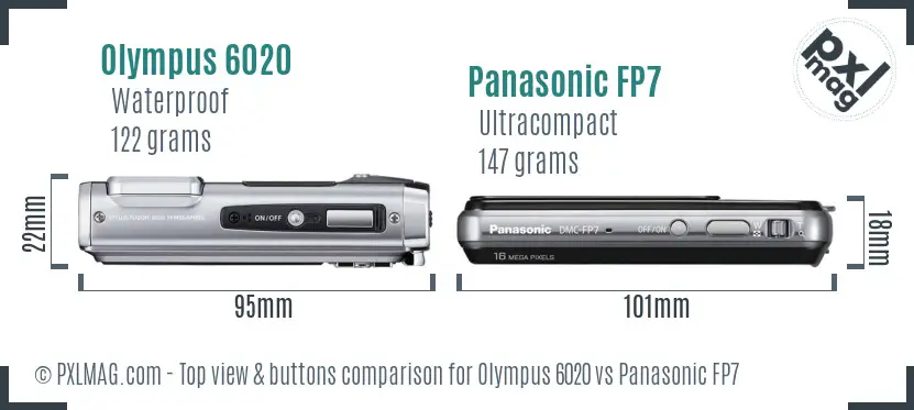Olympus 6020 vs Panasonic FP7 top view buttons comparison