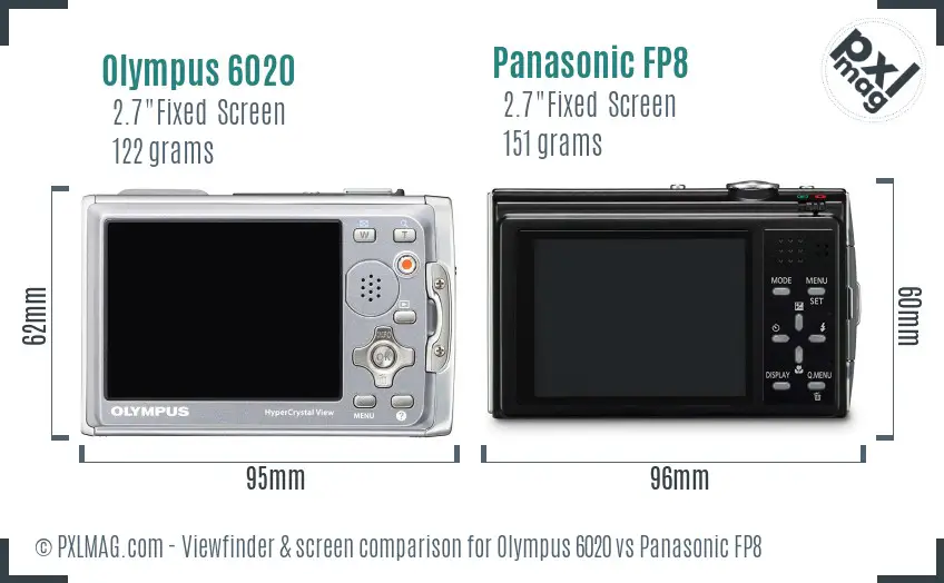 Olympus 6020 vs Panasonic FP8 Screen and Viewfinder comparison