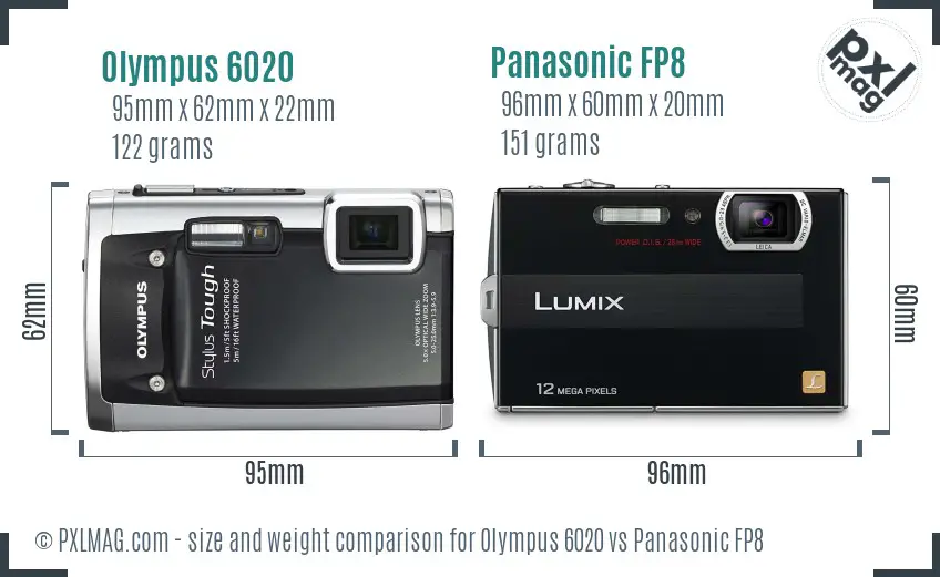 Olympus 6020 vs Panasonic FP8 size comparison
