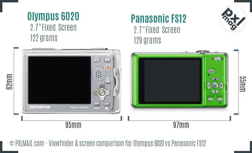 Olympus 6020 vs Panasonic FS12 Screen and Viewfinder comparison