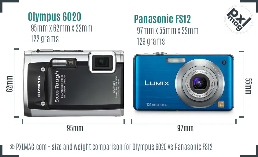 Olympus 6020 vs Panasonic FS12 size comparison