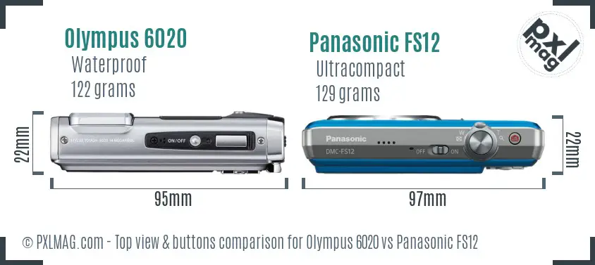 Olympus 6020 vs Panasonic FS12 top view buttons comparison