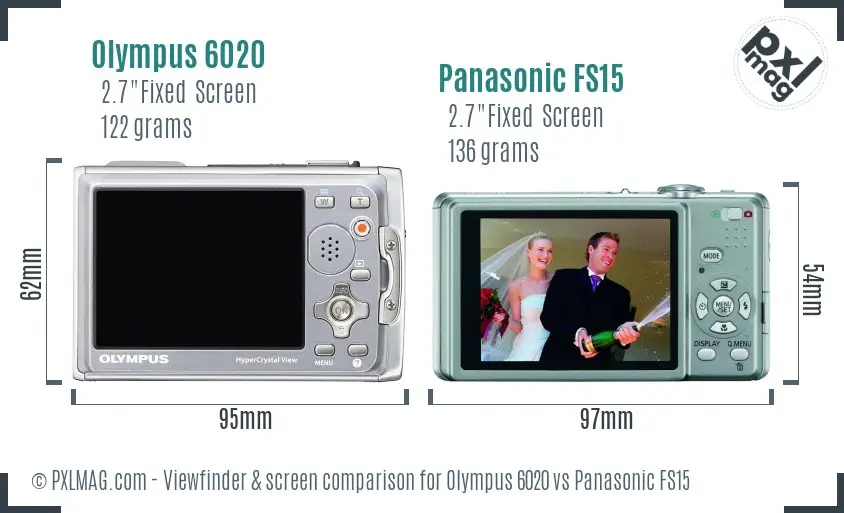 Olympus 6020 vs Panasonic FS15 Screen and Viewfinder comparison