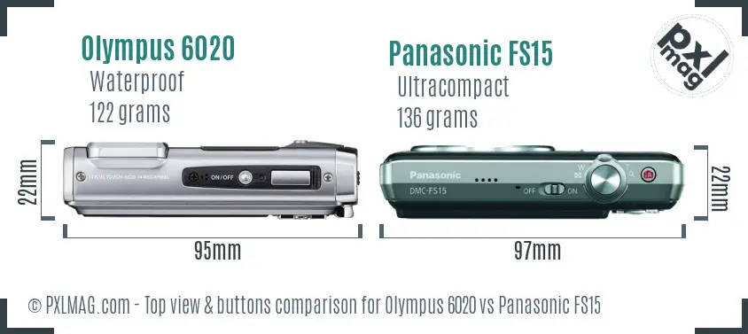 Olympus 6020 vs Panasonic FS15 top view buttons comparison