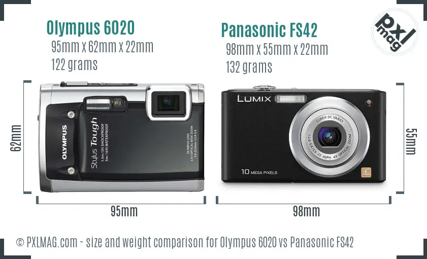 Olympus 6020 vs Panasonic FS42 size comparison