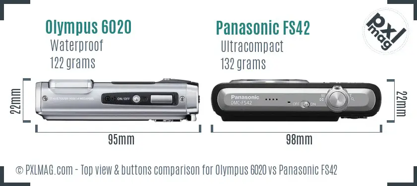 Olympus 6020 vs Panasonic FS42 top view buttons comparison