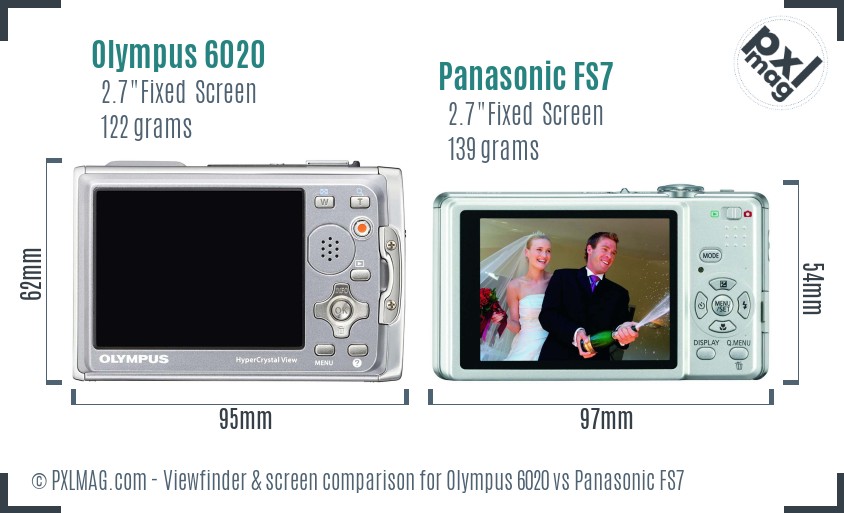 Olympus 6020 vs Panasonic FS7 Screen and Viewfinder comparison