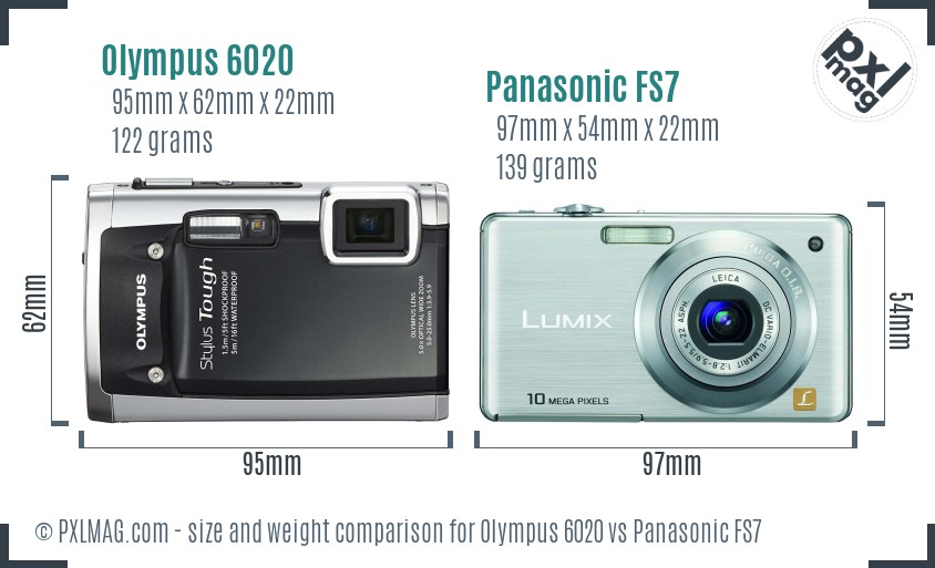 Olympus 6020 vs Panasonic FS7 size comparison