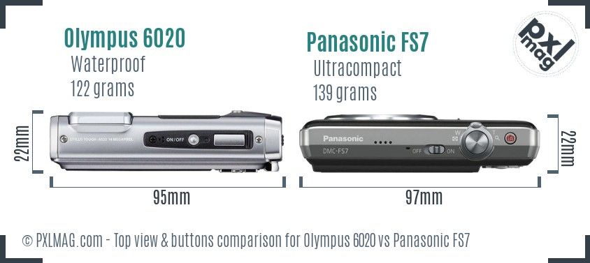 Olympus 6020 vs Panasonic FS7 top view buttons comparison