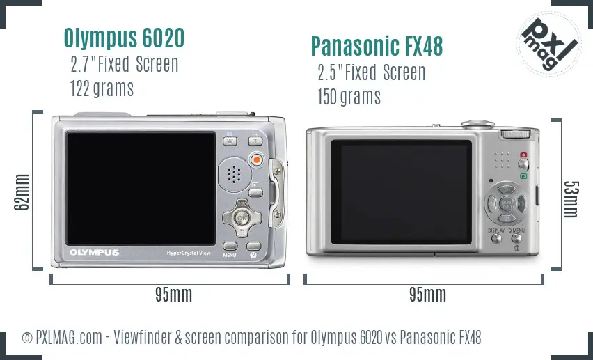 Olympus 6020 vs Panasonic FX48 Screen and Viewfinder comparison