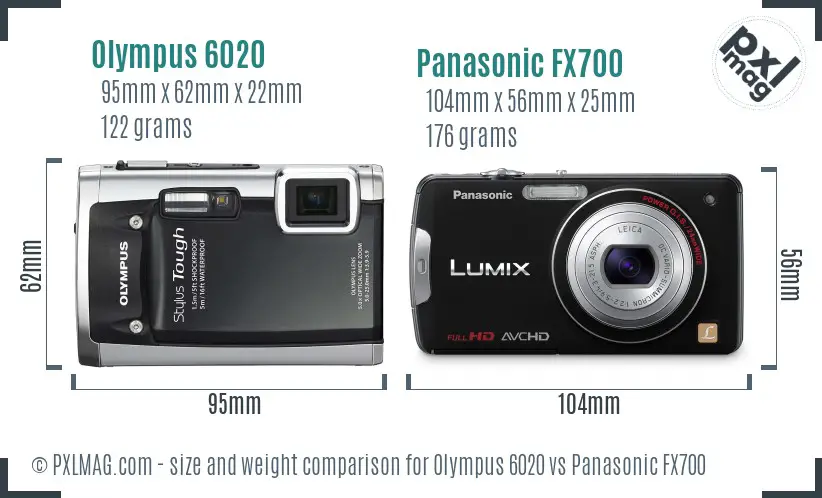 Olympus 6020 vs Panasonic FX700 size comparison