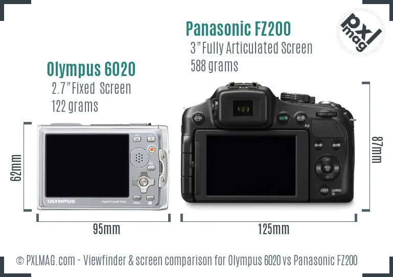 Olympus 6020 vs Panasonic FZ200 Screen and Viewfinder comparison Olympus 6020 vs Panasonic FZ200 Screen and Viewfinder comparison