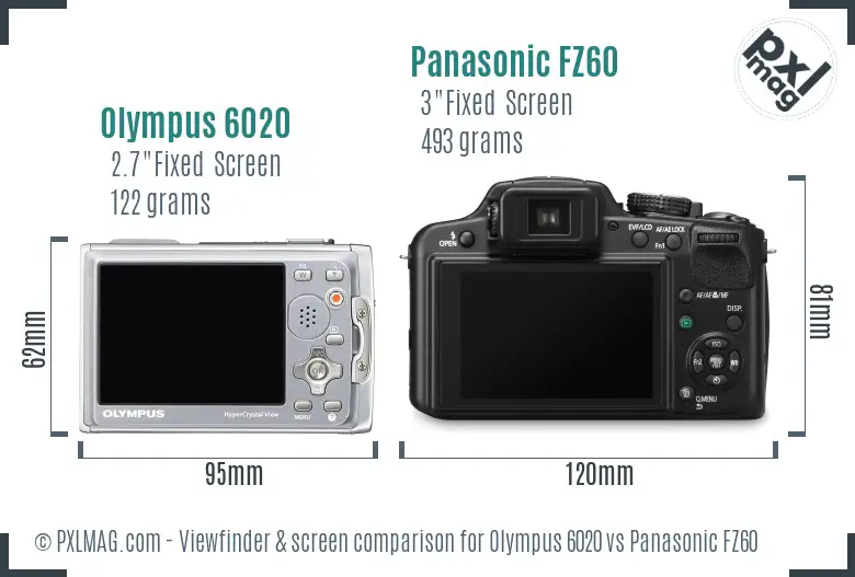 Olympus 6020 vs Panasonic FZ60 Screen and Viewfinder comparison