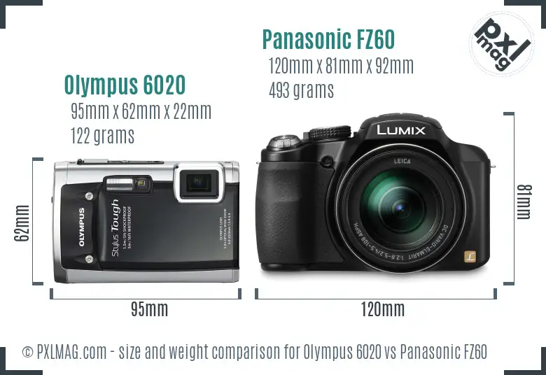 Olympus 6020 vs Panasonic FZ60 size comparison