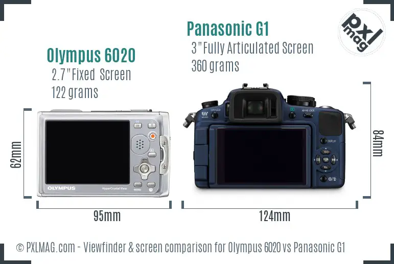 Olympus 6020 vs Panasonic G1 Screen and Viewfinder comparison