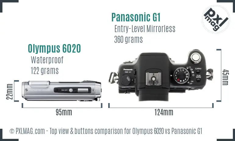 Olympus 6020 vs Panasonic G1 top view buttons comparison