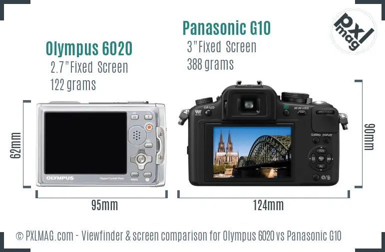 Olympus 6020 vs Panasonic G10 Screen and Viewfinder comparison