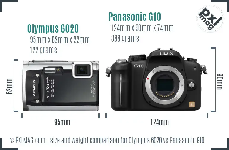 Olympus 6020 vs Panasonic G10 size comparison