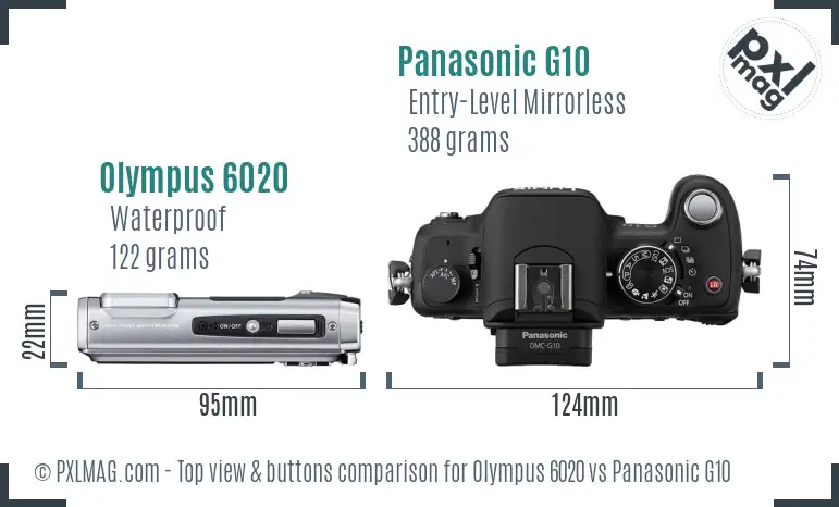 Olympus 6020 vs Panasonic G10 top view buttons comparison