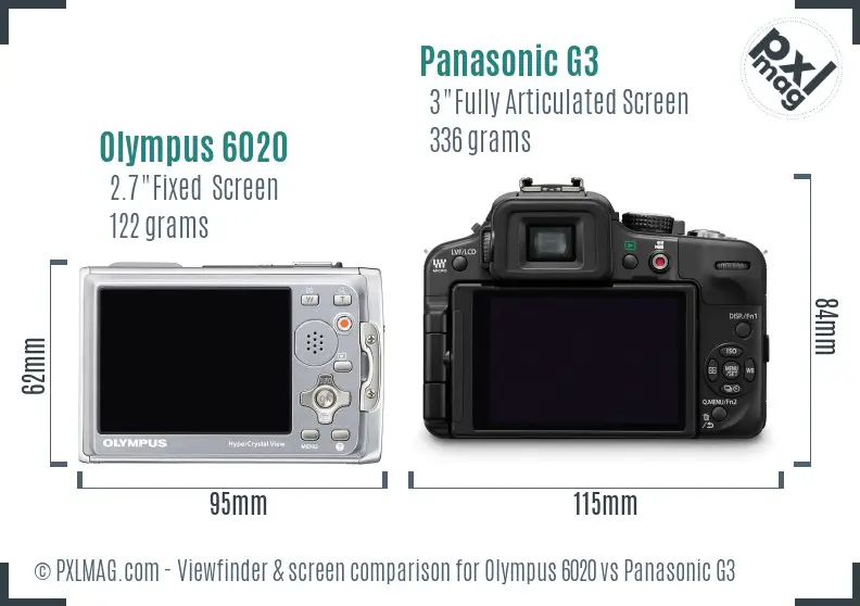 Olympus 6020 vs Panasonic G3 Screen and Viewfinder comparison