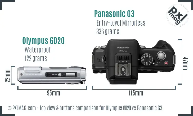 Olympus 6020 vs Panasonic G3 top view buttons comparison