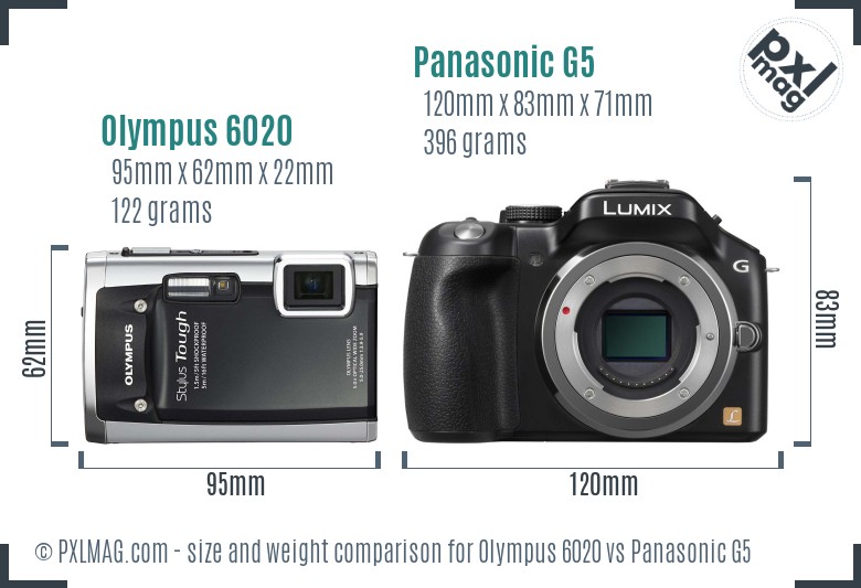 Olympus 6020 vs Panasonic G5 size comparison