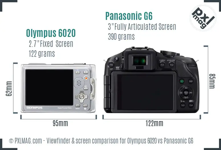 Olympus 6020 vs Panasonic G6 Screen and Viewfinder comparison