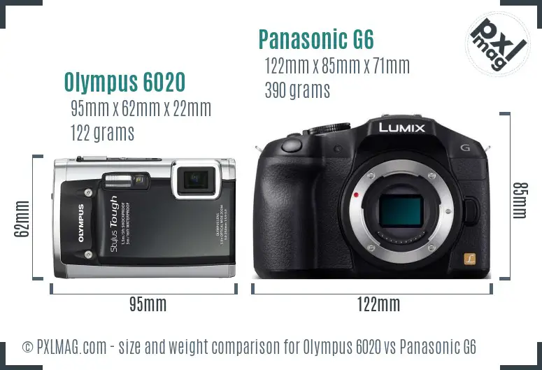 Olympus 6020 vs Panasonic G6 size comparison