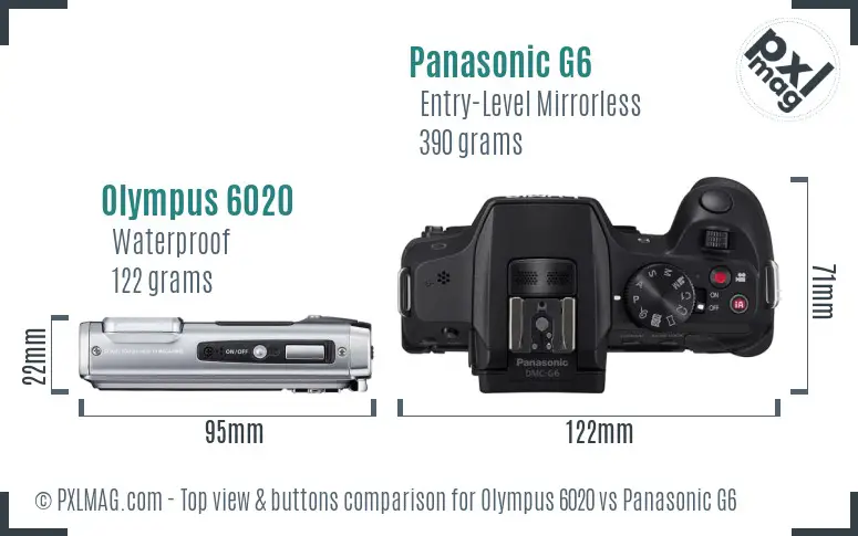 Olympus 6020 vs Panasonic G6 top view buttons comparison