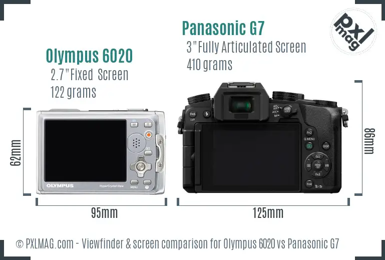 Olympus 6020 vs Panasonic G7 Screen and Viewfinder comparison