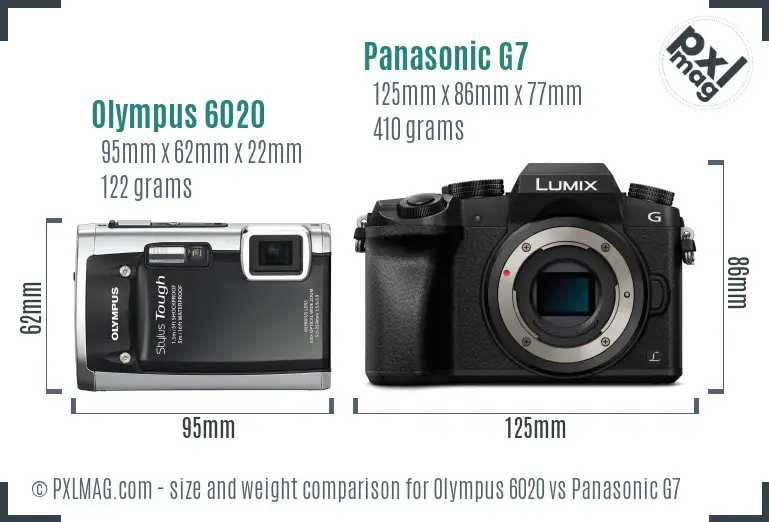 Olympus 6020 vs Panasonic G7 size comparison