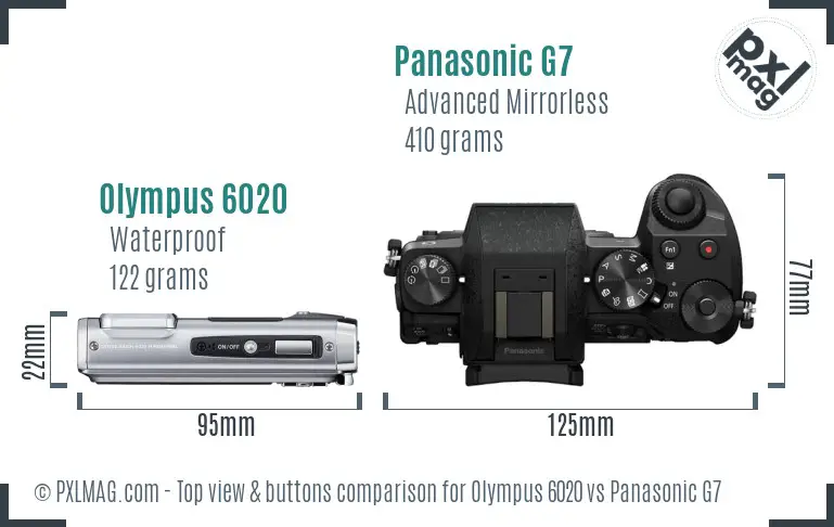 Olympus 6020 vs Panasonic G7 top view buttons comparison