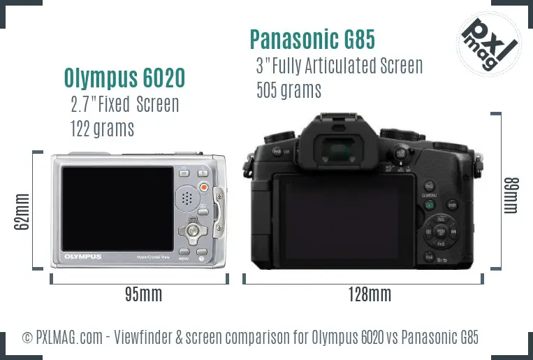 Olympus 6020 vs Panasonic G85 Screen and Viewfinder comparison