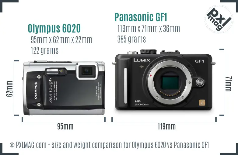 Olympus 6020 vs Panasonic GF1 size comparison