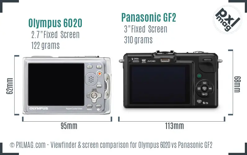 Olympus 6020 vs Panasonic GF2 Screen and Viewfinder comparison