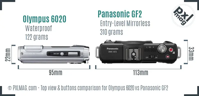 Olympus 6020 vs Panasonic GF2 top view buttons comparison