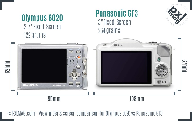 Olympus 6020 vs Panasonic GF3 Screen and Viewfinder comparison