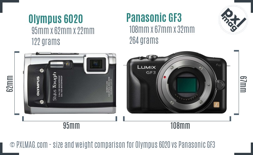 Olympus 6020 vs Panasonic GF3 size comparison
