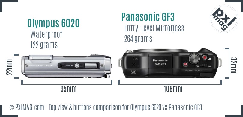 Olympus 6020 vs Panasonic GF3 top view buttons comparison