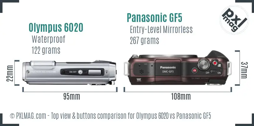 Olympus 6020 vs Panasonic GF5 top view buttons comparison