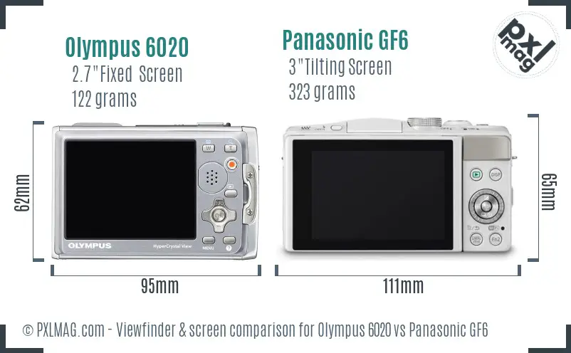 Olympus 6020 vs Panasonic GF6 Screen and Viewfinder comparison